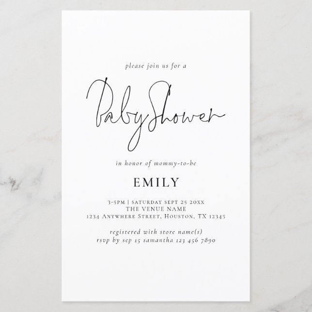 Budget Elegant Script Baby Shower Invite (Front)