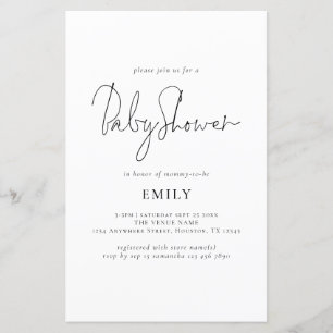 Budget Elegant Script Baby Shower Invite