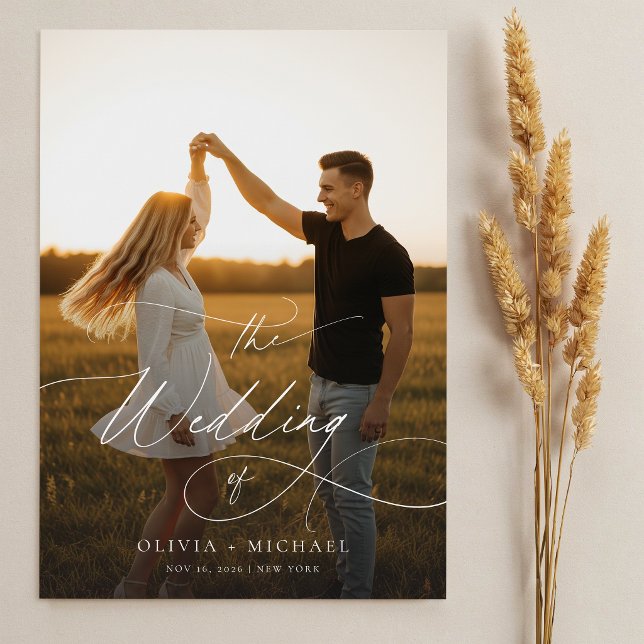 Budget Elegant Script Boho Photo Wedding Invites (Creator Uploaded)