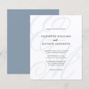 BUDGET Elegant Script Dusty Blue Monogram Wedding