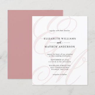 Budget Elegant Script  Dusty Pink Monogram Wedding
