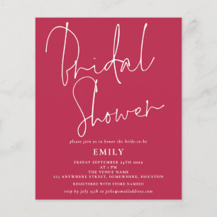 Budget Elegant Script Magenta Bridal Shower Invite