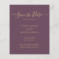 Budget Elegant Script Mauve and Gold Save The Date