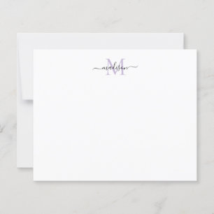 Budget Elegant Script Monogram Purple Notecard