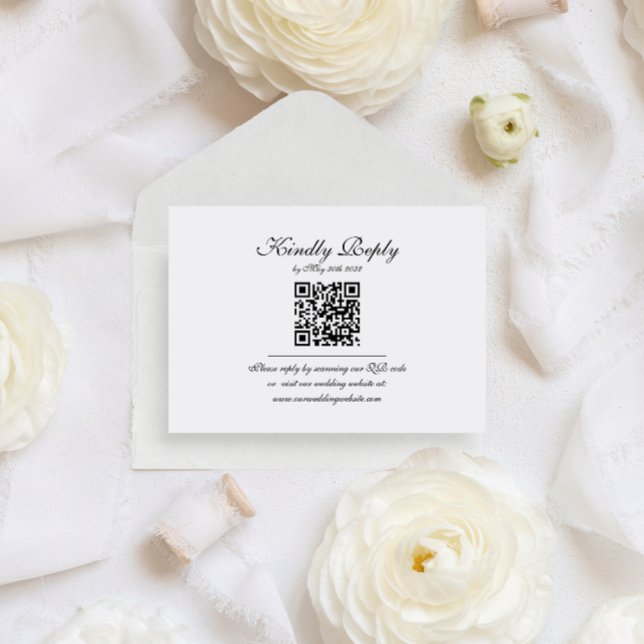 Budget Elegant Script Monogram QR Code Wedding Enclosure Card (Creator Uploaded)
