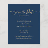 Budget Elegant Script Navy and Gold Save The Date