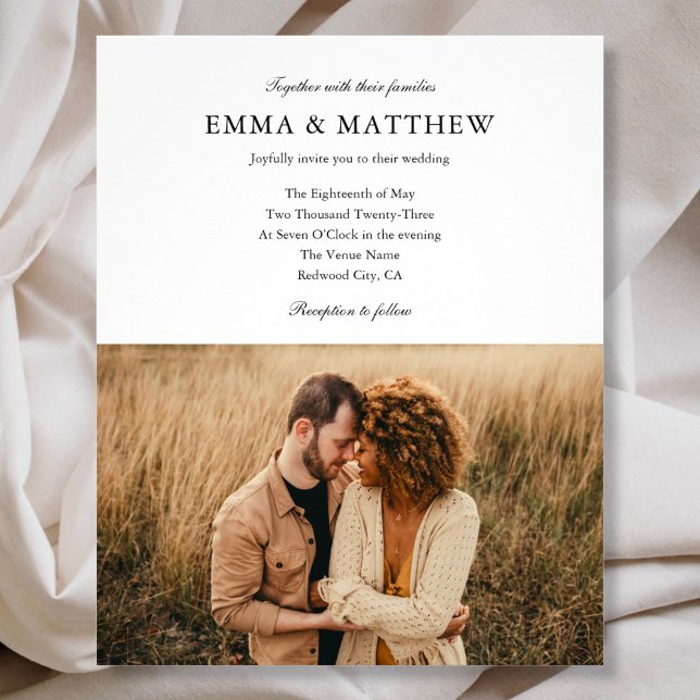 Budget Elegant Script Photo QR Code Wedding  Flyer (Creator Uploaded)