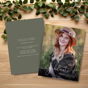 BUDGET Elegant Script Photo Sage Green Graduation