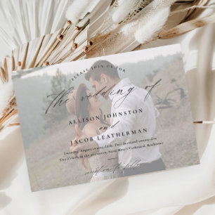 Budget Elegant Script Photo Wedding Magnetic Invitation