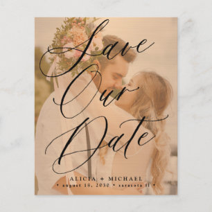 Budget elegant script photo wedding save the date