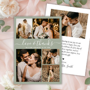 Budget Elegant Script Sage Photo Wedding Thank You Flyer