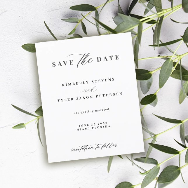 Budget elegant script simple wedding save the date (Creator Uploaded)