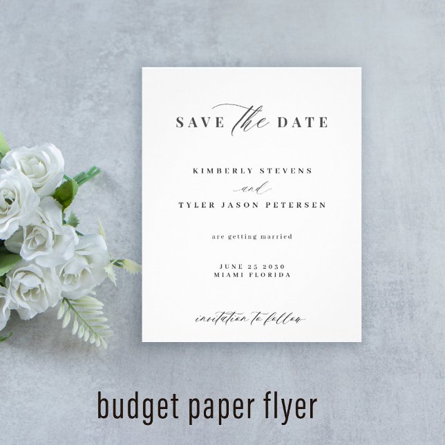 Budget elegant script simple wedding save the date flyer (Creator Uploaded)