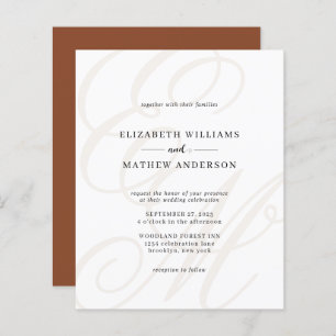 Budget Elegant Script Terracotta Monogram Wedding