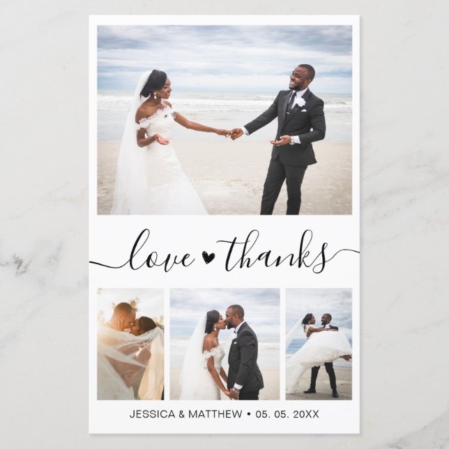 Budget Elegant Script Wedding Photo Thank You  (Front)