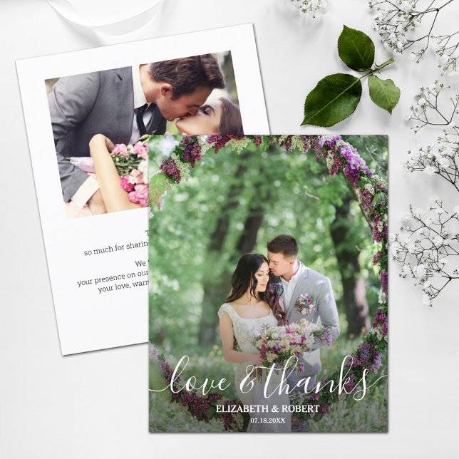 Budget Elegant Script Wedding Photo Thank You Card (Creator Uploaded)