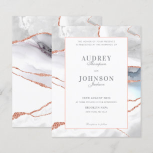 BUDGET Elegant Silver Marble Rose Gold Wedding