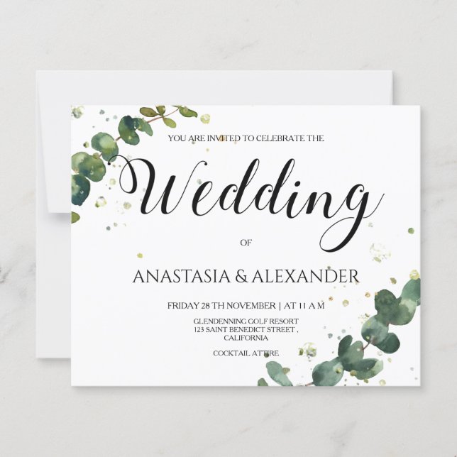 BUDGET/Elegant simple wedding invitation. (Front)