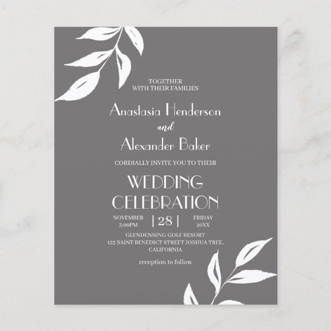 Budget Elegant simple wedding invitation. flyer (Front)