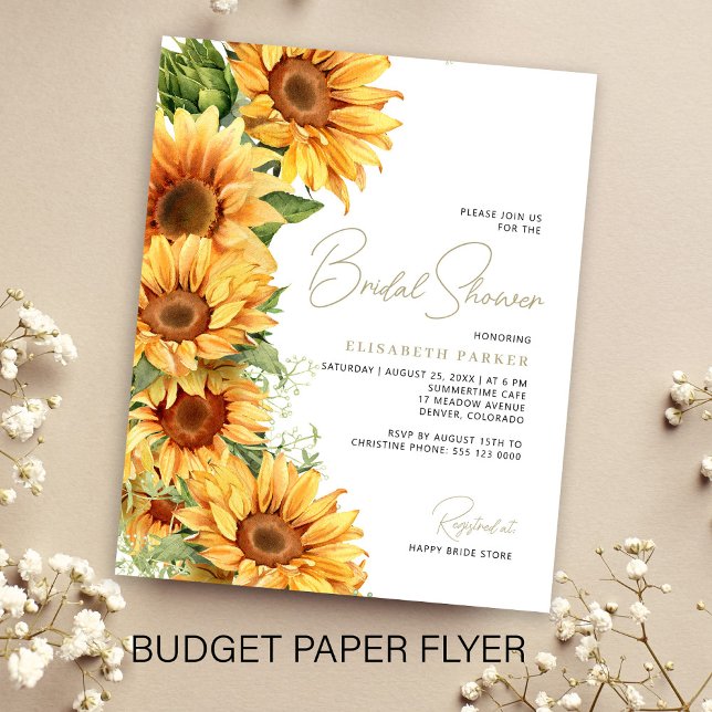 Budget elegant sunflower bridal shower invitation flyer (Creator Uploaded)