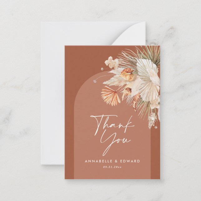 budget elegant terracotta wedding thank you card (Front)