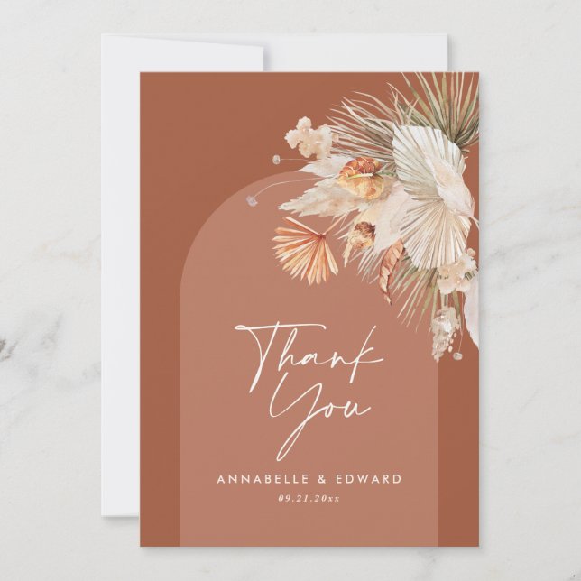 budget elegant terracotta wedding thank you invitation (Front)
