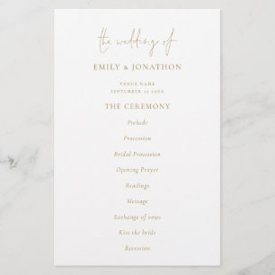 Budget Elegant Text Gold White Wedding Program