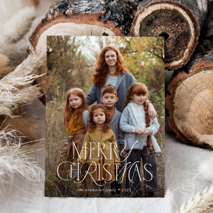 Budget Elegant Type Full Photo Merry Christmas  Holiday Card