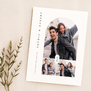 Budget Elegant Typography 3 Photo Wedding Invites