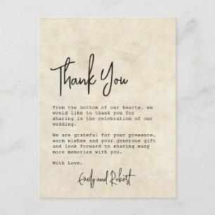 Budget Elegant Typography Photo Wedding Thank You Postcard