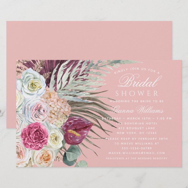 Budget Elegant Watercolor Floral Bridal Shower (Front/Back)