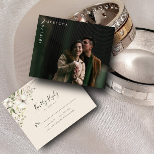 Budget Elegant Watercolor Floral Photo RSVP Card