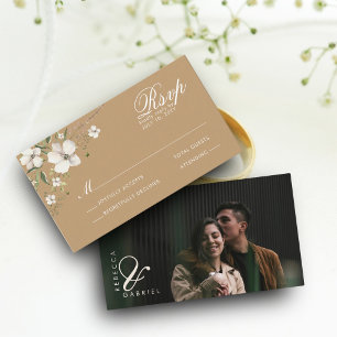 BUDGET Elegant Watercolor Floral Photo RSVP Enclosure Card