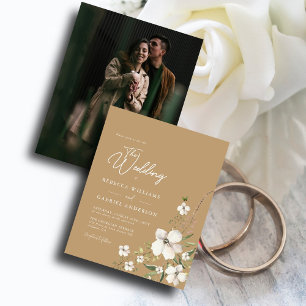 Budget Elegant Watercolor Floral Photo Wedd Invite