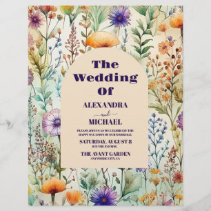 Budget Elegant Watercolor  Wildflowers Wedding Flyer