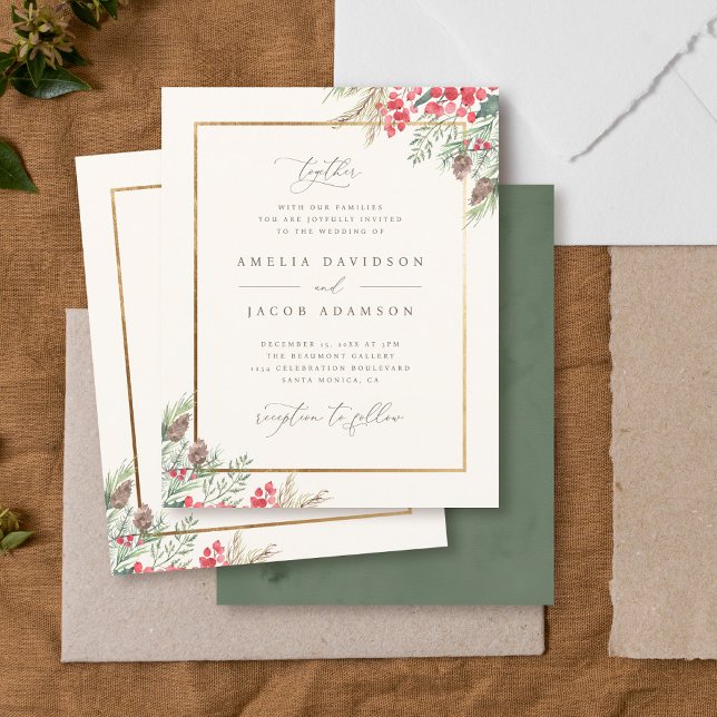 Budget Elegant Watercolor Winter Greenery Wedding (Creator Uploaded)