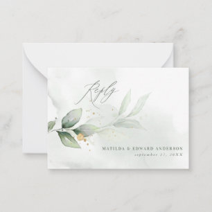  budget elegant wedding eucalyptus botanical RSVP  Card