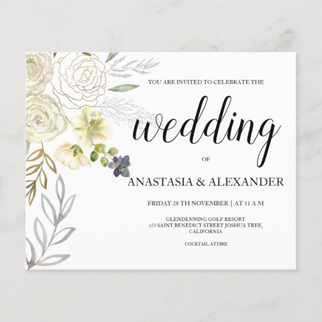 BUDGET/Elegant wedding invitation. Invitation Flye Flyer (Front)