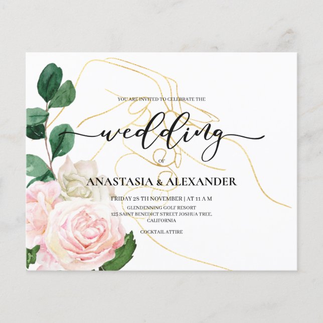 BUDGET/Elegant wedding invitation. Invitation Flye Flyer (Front)