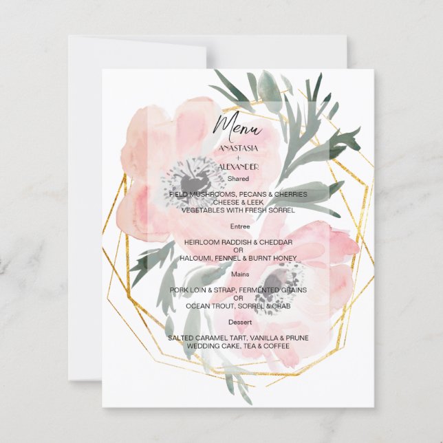 Budget Elegant WEDDING MENU. MENU (Front)