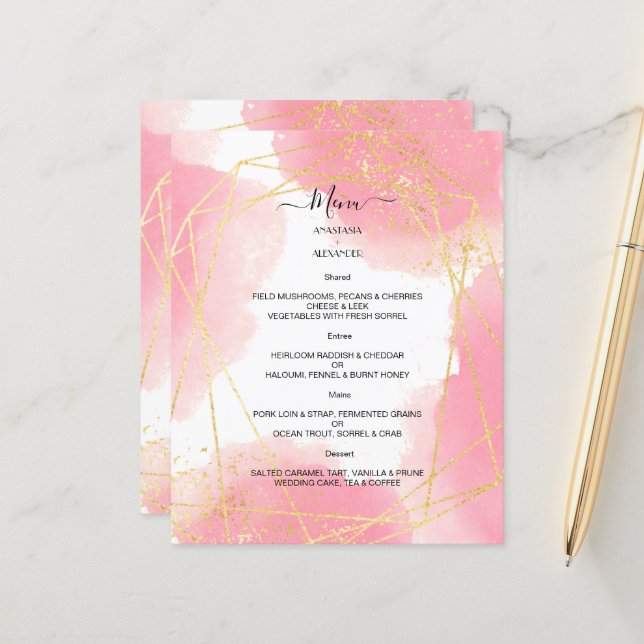 Budget Elegant WEDDING MENU. MENU (Front/Back In Situ)