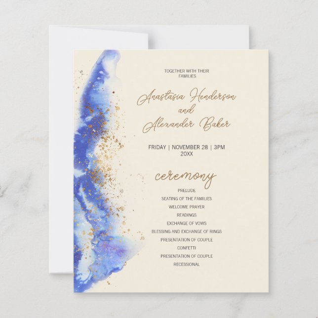 Budget Elegant Wedding Program card. (Front)