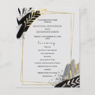 Budget Elegant Wedding Program card. Flyer