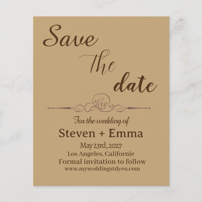 Budget elegant Wedding Save the Date invitations Flyer (Front)
