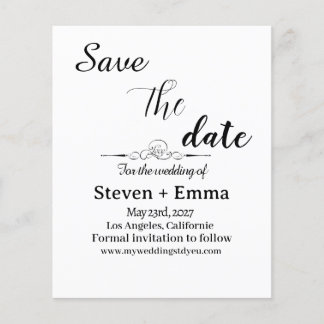 Budget elegant Wedding Save the Date stationery  Flyer