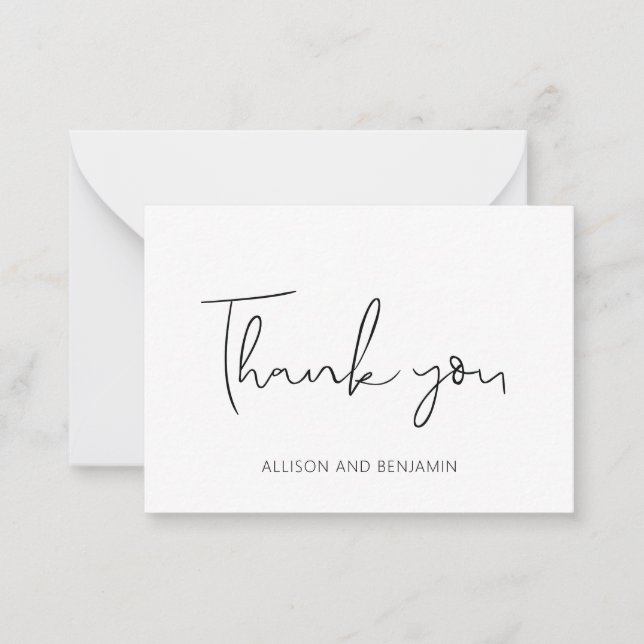BUDGET Elegant Wedding Small Thank You Card (Front)