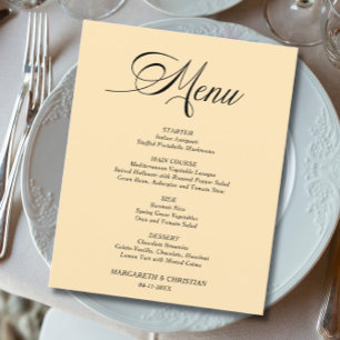 Budget Elegant Wheat Minimalist Wedding Menu