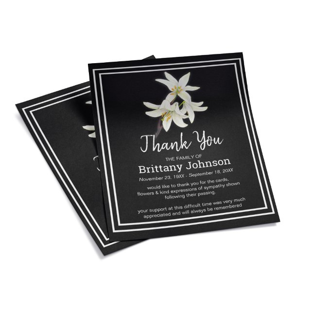 Budget Elegant White Lilly Funeral Thank You (Creator Uploaded)