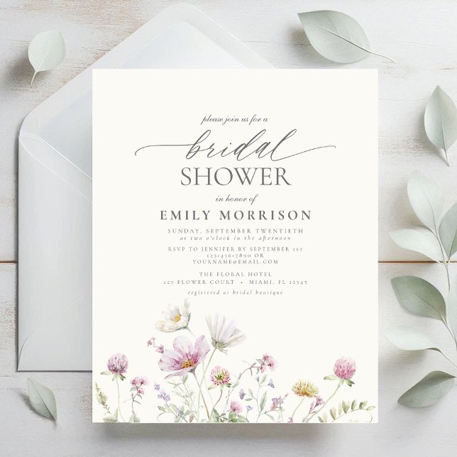 Budget Elegant Wildflower Bridal Shower Invitation (Creator Uploaded)
