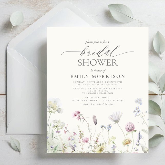 Budget Elegant Wildflower Bridal Shower Invitation Flyer (Creator Uploaded)